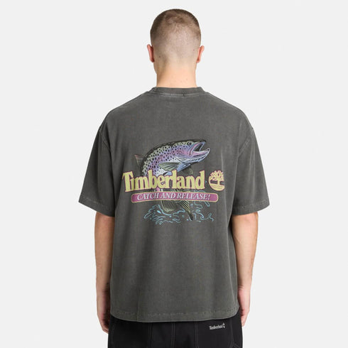 Timberland Mens Fly Fishing Graphic Tee in Black