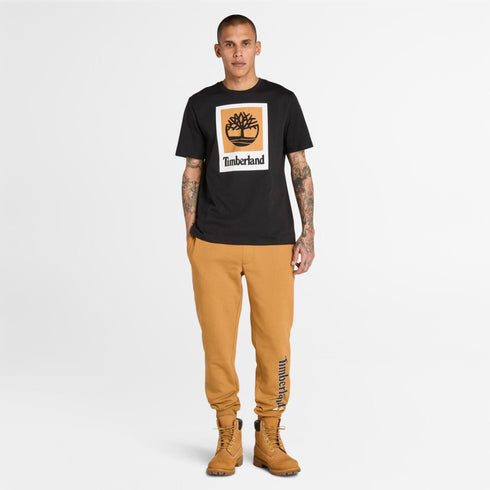 Timberland Mens Stack Logo Colored Short Sleeve Tee in Black