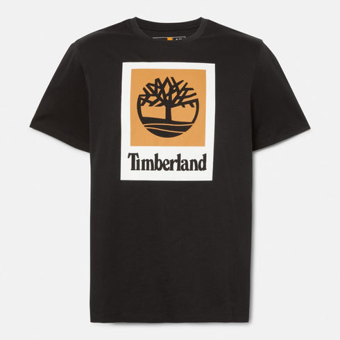 Timberland Mens Stack Logo Colored Short Sleeve Tee in Black