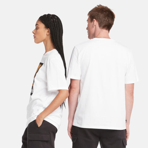 Timberland Mens Stack Logo Colored Short Sleeve Tee in White