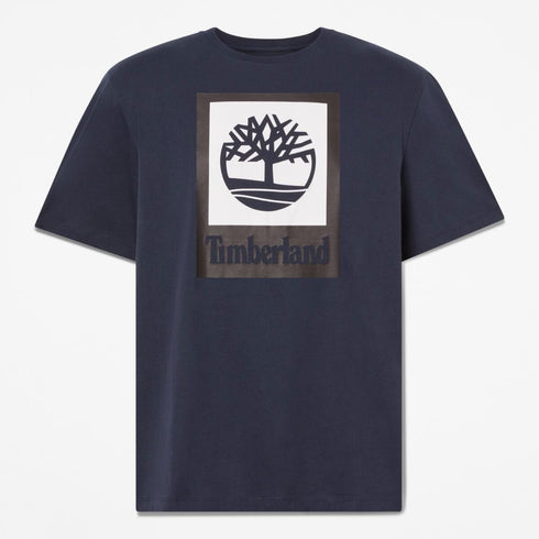 Timberland Mens Stack Logo Colored Short Sleeve Tee in Blue