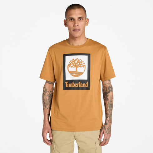 Timberland Mens Stack Logo Colored Short Sleeve Tee in Brown