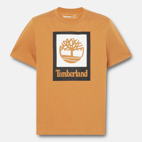 Timberland Mens Stack Logo Colored Short Sleeve Tee in Brown