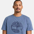 Timberland Mens Garment Dye Logo Graphic Tee in Blue