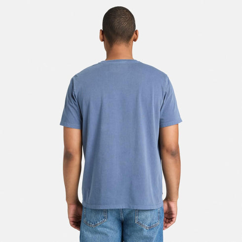 Timberland Mens Garment Dye Logo Graphic Tee in Blue
