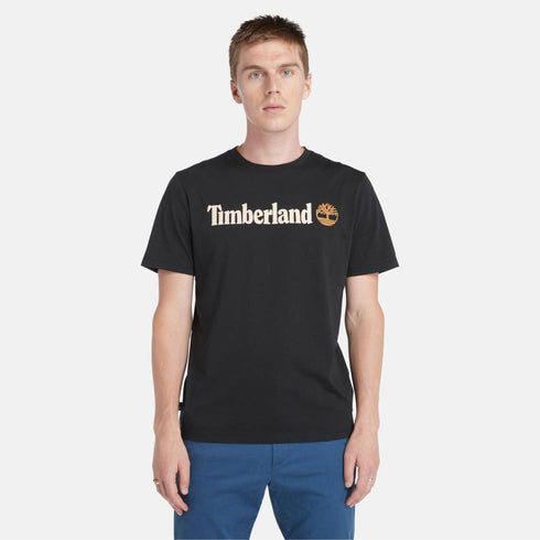 Timberland Mens Kennebec River Linear Logo Short Sleeve Tee in Black