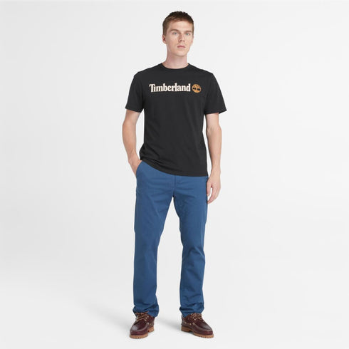 Timberland Mens Kennebec River Linear Logo Short Sleeve Tee in Black
