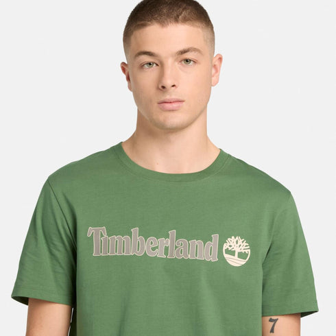 Timberland Mens Kennebec River Linear Logo Short Sleeve Tee in Green