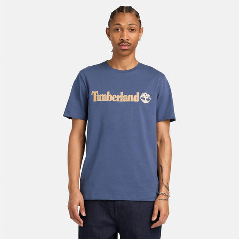 Timberland Mens Kennebec River Linear Logo Short Sleeve Tee in Blue