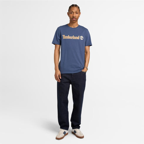 Timberland Mens Kennebec River Linear Logo Short Sleeve Tee in Blue