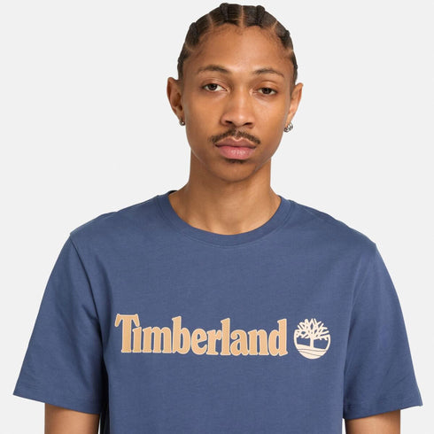 Timberland Mens Kennebec River Linear Logo Short Sleeve Tee in Blue