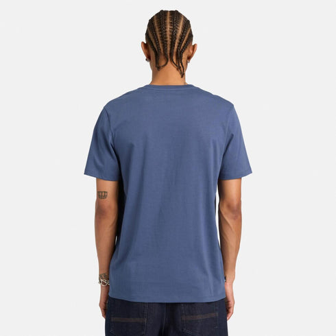 Timberland Mens Kennebec River Linear Logo Short Sleeve Tee in Blue
