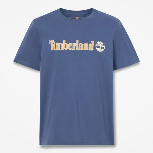 Timberland Mens Kennebec River Linear Logo Short Sleeve Tee in Blue