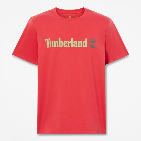 Timberland Mens Kennebec River Linear Logo Short Sleeve Tee in Red