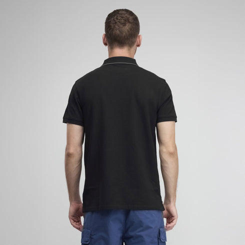 Timberland Mens Millers River Printed Neck Short Sleeve Polo in Black
