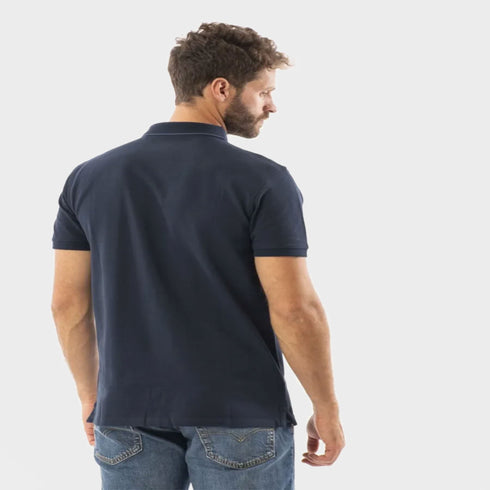 Timberland Mens Millers River Printed Neck Short Sleeve Polo in Blue