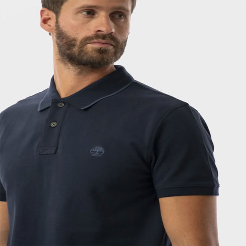 Timberland Mens Millers River Printed Neck Short Sleeve Polo in Blue