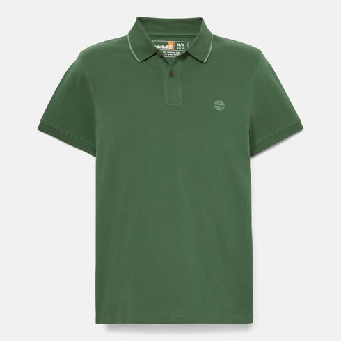 Timberland Mens Millers River Printed Neck Short Sleeve Polo in Green