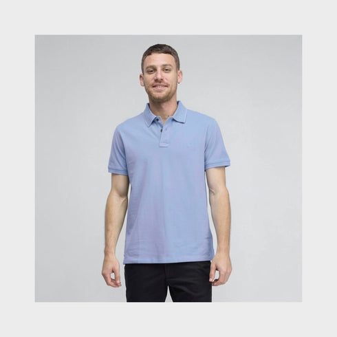 Timberland Mens Millers River Printed Neck Short Sleeve Polo in Blue