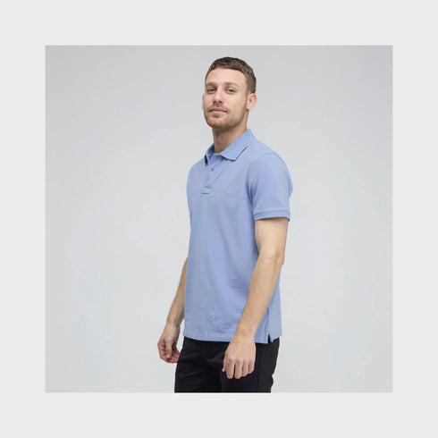 Timberland Mens Millers River Printed Neck Short Sleeve Polo in Blue