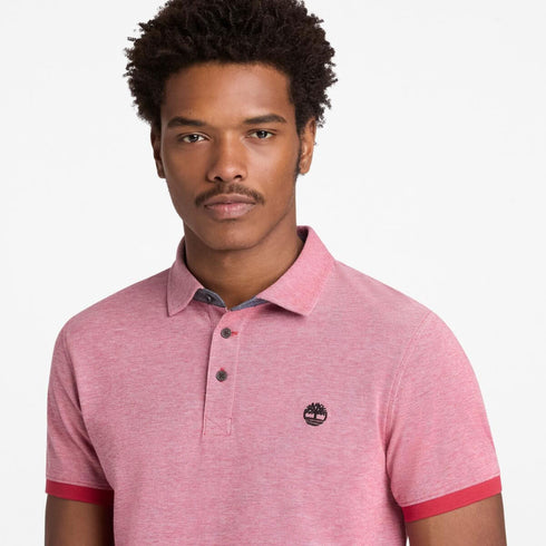 Timberland Mens Baboosic Brook Oxford Short Sleeve Polo in Red