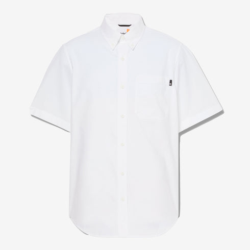 Timberland Mens Gale River Yarn Dyed Oxford Short Sleeve Shirt in White