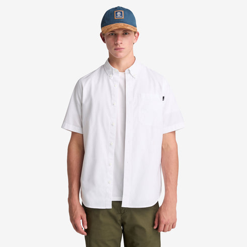 Timberland Mens Gale River Yarn Dyed Oxford Short Sleeve Shirt in White