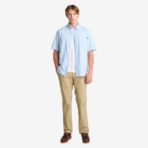 Timberland Mens Gale River Yarn Dyed Oxford Short Sleeve Shirt in Blue