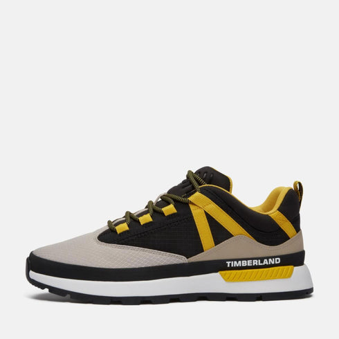 Timberland Mens Euro Trekker Low Lace Up Sneaker in Lt Taupe Mesh W Yellow