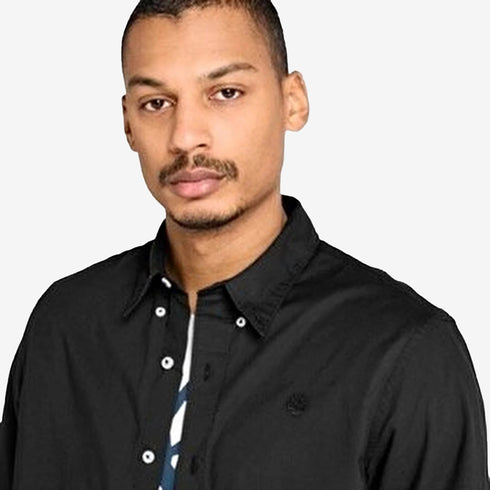 Timberland Mens Long Sleeve Stretch Poplin Shirt in Black