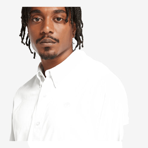 Timberland Mens Long Sleeve Stretch Poplin Shirt in White