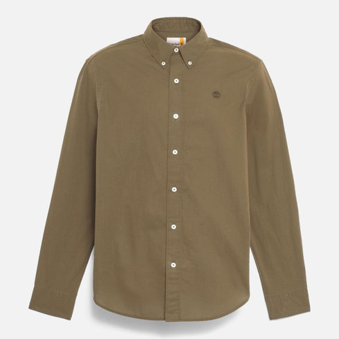 Timberland Mens Long Sleeve Stretch Poplin Shirt in Grey