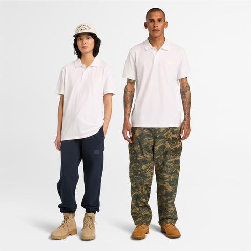 Timberland Mens Silicon Badge Polo in White