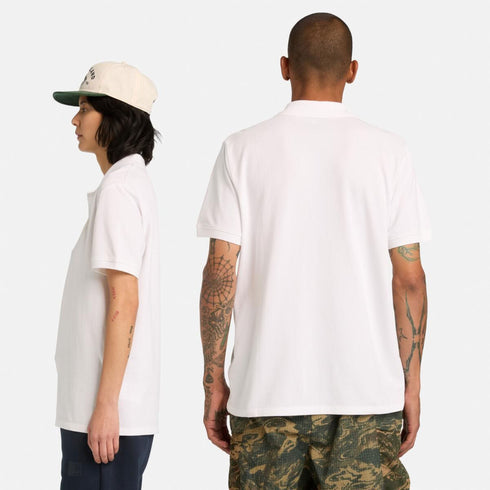Timberland Mens Silicon Badge Polo in White