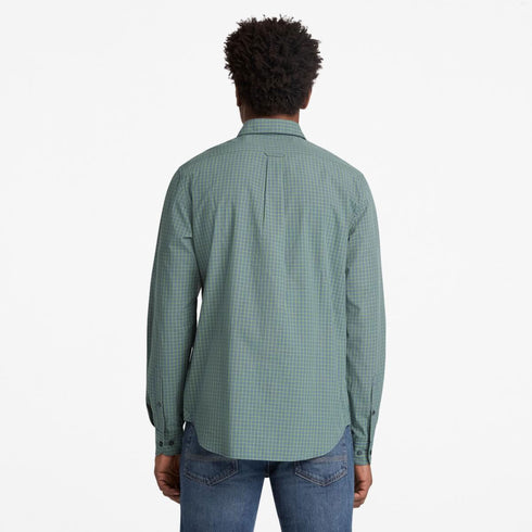 Timberland Mens Micro Plaid Poplin Shirt in Green