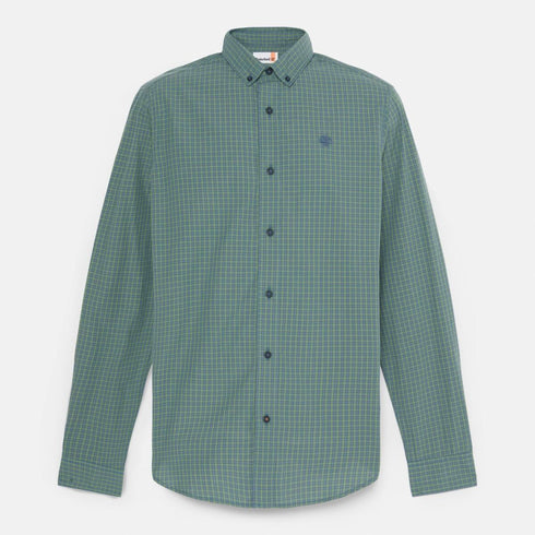 Timberland Mens Micro Plaid Poplin Shirt in Green