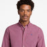 Timberland Mens Micro Plaid Poplin Shirt in Red