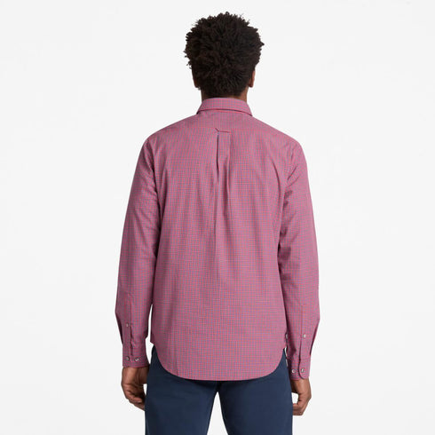 Timberland Mens Micro Plaid Poplin Shirt in Red