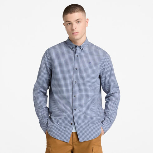 Timberland Mens Micro Plaid Poplin Shirt in Blue