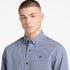 Timberland Mens Micro Plaid Poplin Shirt in Blue