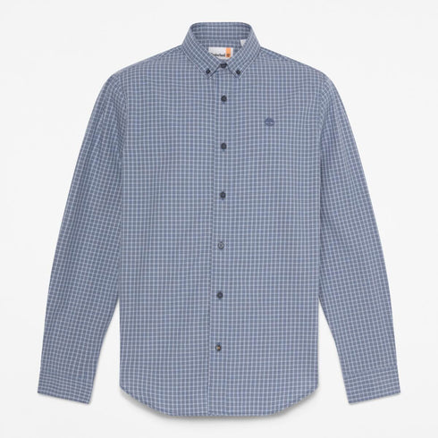 Timberland Mens Micro Plaid Poplin Shirt in Blue
