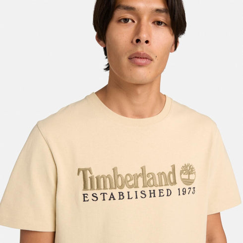 Timberland Mens Established 1973 Embroidery Logo Tee in Beige