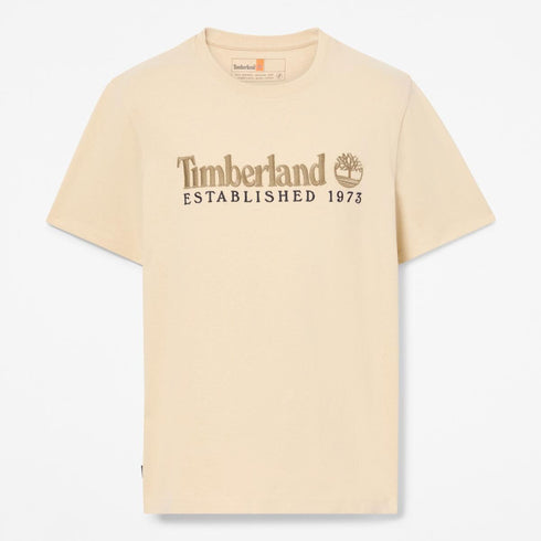 Timberland Mens Established 1973 Embroidery Logo Tee in Beige