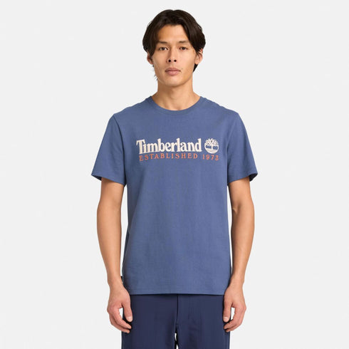 Timberland Mens Established 1973 Embroidery Logo Tee in Blue