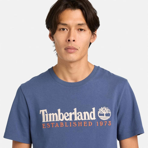 Timberland Mens Established 1973 Embroidery Logo Tee in Blue