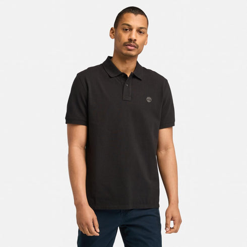Timberland Mens Millers River Pique Short Sleeve Polo in Black