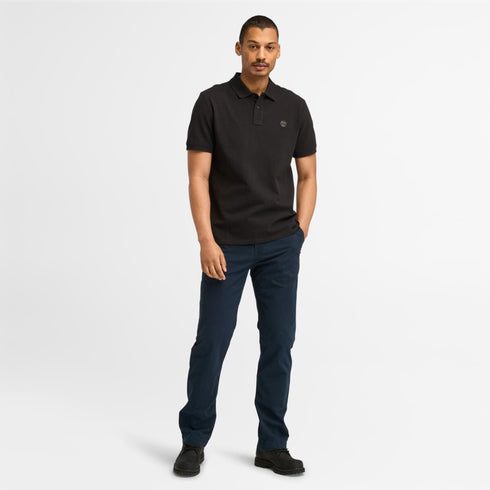 Timberland Mens Millers River Pique Short Sleeve Polo in Black