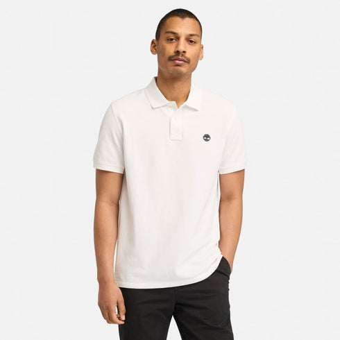 Timberland Mens Millers River Pique Short Sleeve Polo in White