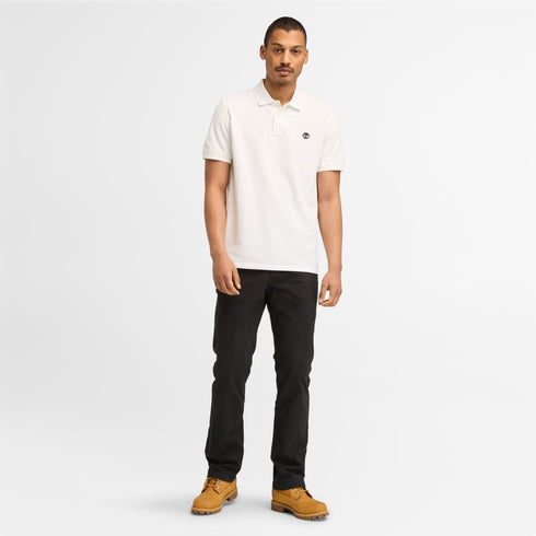 Timberland Mens Millers River Pique Short Sleeve Polo in White