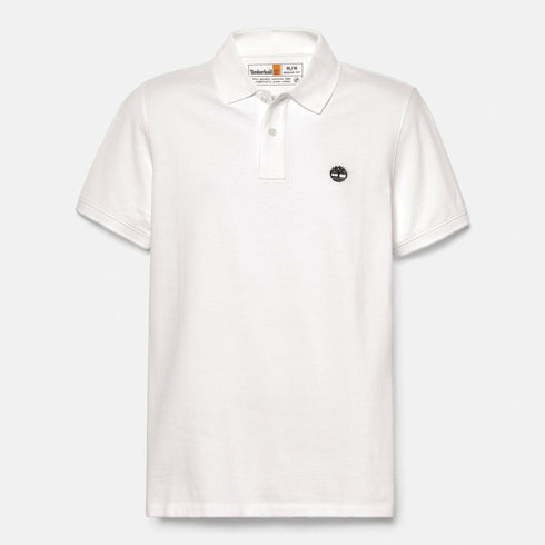 Timberland Mens Millers River Pique Short Sleeve Polo in White